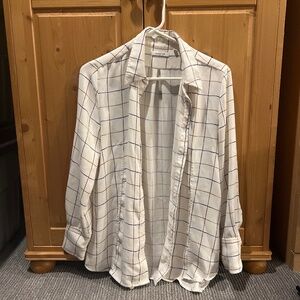 Small babaton blouse grid navy brown stripes